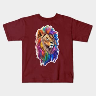 Multicolored lion with a big mane Kids T-Shirt